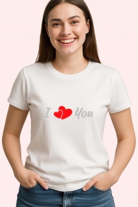 Tricou I Love You Heart, din bumbac 100%, tricou alb, Dama | Barbat - Img 3