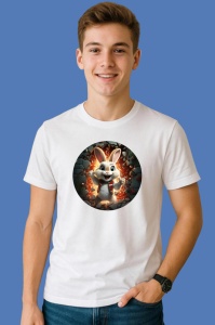 Tricou Iepuras Fericit, din bumbac 100% Copii | Dama | Barbat