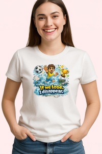 Tricou If We Lose I Disappear Copil Fotbalist Amuzant, din bumbac 100% , tricou alb pentru Copii | Dama | Barbat - Img 3