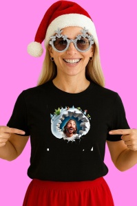 Tricou Iisus Cu Fundal Albastru Inchis Si Stele Craciun, din bumbac 100% Copii | Dama | Barbat - Img 3