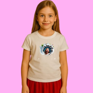 Tricou Iisus Cu Fundal Albastru Inchis Si Stele Craciun, din bumbac 100% Copii | Dama | Barbat - Img 3