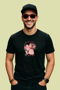 Tricou Ilustratie Femeie Cu Flori Sarbatoare Forta, din bumbac 100%, tricou negru Copii | Dama | Barbat - Img 3