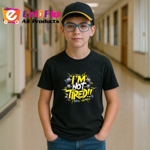 Tricou Im Not Tired Text Galben, Copii | Dama | Barbat, culoare negru - Img 10