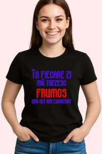Tricou in fiecare zi ma trezesc frumos dar azi am exagerat mesaj narcisist comic, Copii | Dama | Barbat , tricou negru - Img 2