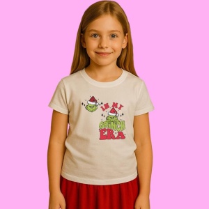 Tricou In My Grinch Era Santa Grinchmas Digital Cricut, din bumbac 100%, tricou alb, Copii | Dama | Barbat - Img 2