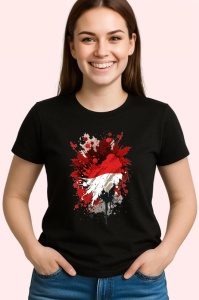 Tricou Indonesia Steag Splash Art, Copii | Dama | Barbat, culoare negru - Img 3
