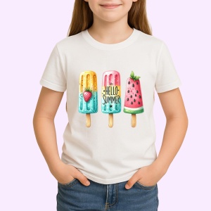 Tricou Inghetata colorata text hello summer stil fresh si jucaus Copii | Dama | Barbat Barbat - Img 4