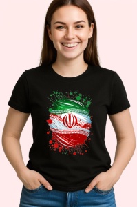 Tricou Iran Steag Splash Art, Copii | Dama | Barbat, culoare negru - Img 3