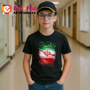 Tricou Iran Steag Splash Art, Copii | Dama | Barbat, culoare negru - Img 9