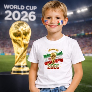 Tricou Iran World Cup 2026 Fifa V2, din bumbac 100%, tricou alb, Copii | Dama | Barbat - Img 5