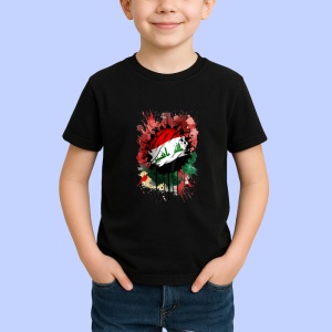 Tricou Iraq Steag Splash Art, Copii | Dama | Barbat, culoare negru - Img 2
