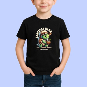 Tricou Iubesc Animalele, natura si tot ce ne inconjoara Negru, Funky Turtle Negru, Copii | Dama | Barbat