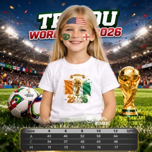 Tricou Ivory Coast World Cup 2026 Fifa, din bumbac 100%, tricou alb, Copii | Dama | Barbat - Img 4