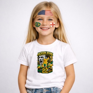 Tricou Jackson Irvine Australia World Cup Fifa 2026, din bumbac 100%, tricou alb, Copii | Dama | Barbat