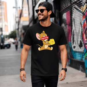 Tricou Jerry Soricelul Cutie Branza Design Urban Red Box Logo, din bumbac 100%, tricou negru, Copii | Dama | Barbat - Img 5