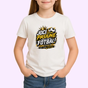 Tricou Joci Pentru Pasiune Traiesti Pentru Fotbal, din bumbac 100% , tricou alb pentru Copii | Dama | Barbat