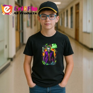 Tricou Joker in picioare culori stil comic, Copii | Dama | Barbat , tricou negru - Img 6