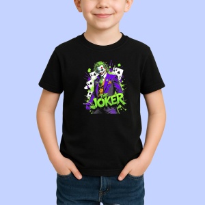 Tricou Joker pozitie dinamica verde neon, Copii | Dama | Barbat , tricou negru - Img 2