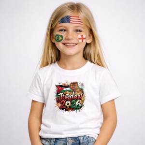 Tricou Jordan World Cup 2026 Fifa, din bumbac 100%, tricou alb, Copii | Dama | Barbat - Img 2