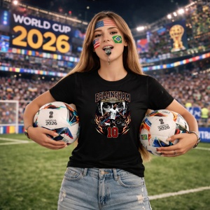 Tricou Jude Bellingham England World Cup Fifa 2026, din bumbac 100%, tricou negru, Copii | Dama | Barbat - Img 9