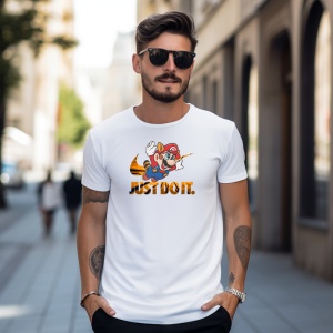 Tricou Just Do IT Super Mario Tricou Alb - Copii | Dama | Barbat - Img 9