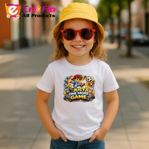 Tricou Just One More Game Copil Gamer Fotbal, din bumbac 100% , tricou alb pentru Copii | Dama | Barbat - Img 5