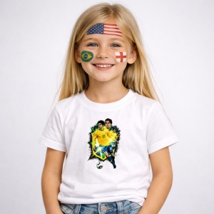 Tricou Kaka Brazil World Cup Fifa 2026, din bumbac 100%, tricou alb, Copii | Dama | Barbat - Img 2