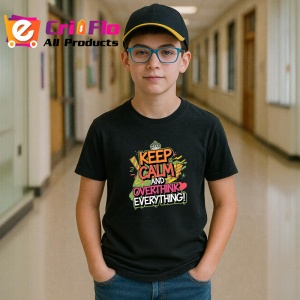 Tricou Keep Calm And Overthink Everything, Copii | Dama | Barbat, culoare negru - Img 9