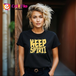 Tricou Keep Spirit Font 3D Galben Text Motivational, din bumbac 100%, tricou negru Copii | Dama | Barbat - Img 8