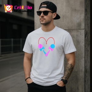 Tricou Kendama inimioara cu doua kendama colorate design cute, din bumbac 100%, tricou alb, Copii | Dama | Barbat - Img 3