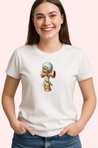 Tricou Kendama safari cu pasare exotica pe glob, din bumbac 100%, tricou alb, Copii | Dama | Barbat - Img 2