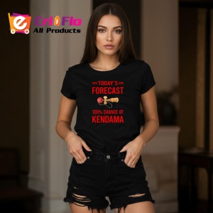 Tricou Kendama todays forecast 100 percent chance of kendama design rosu, din bumbac 100%, tricou negru pentru Copii | Dama | Barbat - Img 2