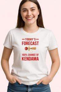 Tricou Kendama todays forecast 100 percent chance of kendama design rosu, din bumbac 100%, tricou alb, Copii | Dama | Barbat - Img 2