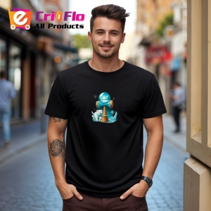 Tricou Kendama urs polar cu glob de gheata tematica iarna, din bumbac 100%, tricou negru pentru Copii | Dama | Barbat - Img 3