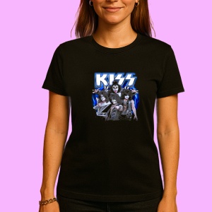 Tricou KISS - Blue Stage, muzica POP, Dama | Barbat | Copii, Culoare Negru
