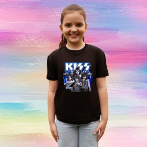 Tricou KISS - Blue Stage, muzica POP, Dama | Barbat | Copii, Culoare Negru - Img 4