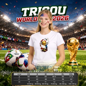 Tricou Korea World Cup Fifa 2026, din bumbac 100%, tricou alb, Copii | Dama | Barbat - Img 8