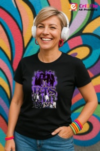 Tricou KPOP dama cu trupa formatia BTS 9 , music Coreean 186 - Img 4