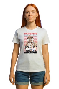 Tricou KPOP dama cu trupa formatia SEVENTEEN , music Coreean 288 - Img 3