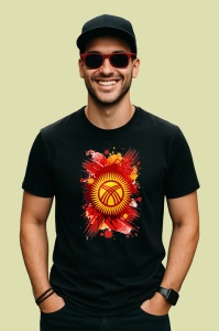 Tricou Kyrgyzstan Steag Splash Art, Copii | Dama | Barbat, culoare negru - Img 2