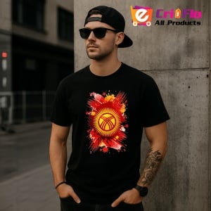 Tricou Kyrgyzstan Steag Splash Art, Copii | Dama | Barbat, culoare negru - Img 6