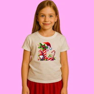 Tricou L Litere Craciun Cu Spiridus Si Caciula Mos, din bumbac 100% Copii | Dama | Barbat - Img 2