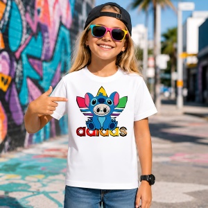 Tricou La Bubu Stitch In Costum Ursulet Logo Colorat Urban Street Fashion, din bumbac 100% Copii | Dama | Barbat - Img 4