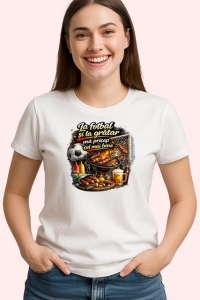 Tricou La Fotbal Si La Gratar Ma Pricep Cel Mai Bine, din bumbac 100% , tricou alb pentru Dama | Barbat - Img 2