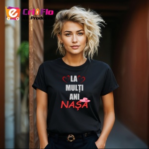 Tricou La Multi Ani Nasa Model Roz, din bumbac 100%, tricou negru, Dama | Barbat - Img 3