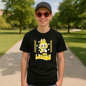 Tricou Labubu albina, Unisex Dama si Barbat | Copii, Culoare Negru - Img 4
