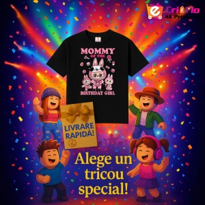 Tricou Labubu birthday mommy, Unisex Dama si Barbat | Copii, Culoare Negru - Img 11
