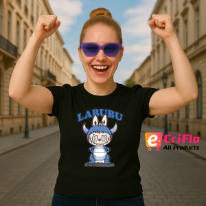 Tricou Labubu dino, Unisex Dama si Barbat | Copii, Culoare Negru - Img 3