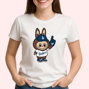Tricou Labubu dodgers maro, Unisex Dama si Barbat | Copii - Img 2