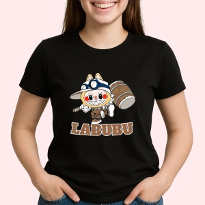 Tricou Labubu explorator, Unisex Dama si Barbat | Copii, Culoare Negru